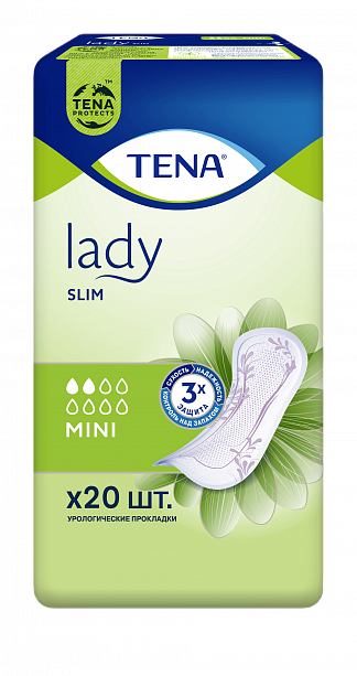 ТЕНА Lady Slim Mini Впитывающие прокладки для женщин, 20 шт - фото № 1
